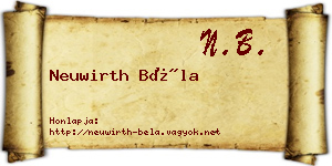 Neuwirth Béla névjegykártya