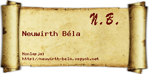 Neuwirth Béla névjegykártya